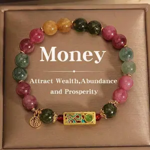 Tourmaline Bracelet for Women | Bohemian Style Bead Design Symbolizing Wealth & Fortune | Elegant Colorful Beads Fashion Accessory for Daily Wear & Special Occasions