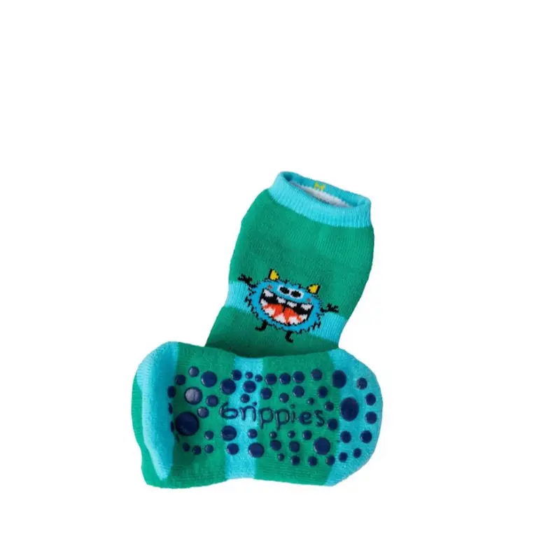 Grippy Monster Anti-Slip Grip Terry Socks Merino Wool Blend for Kids Toddlers & Adults Comfortable Warmth Slip-Prevention Safety First-Time Walkers Runners