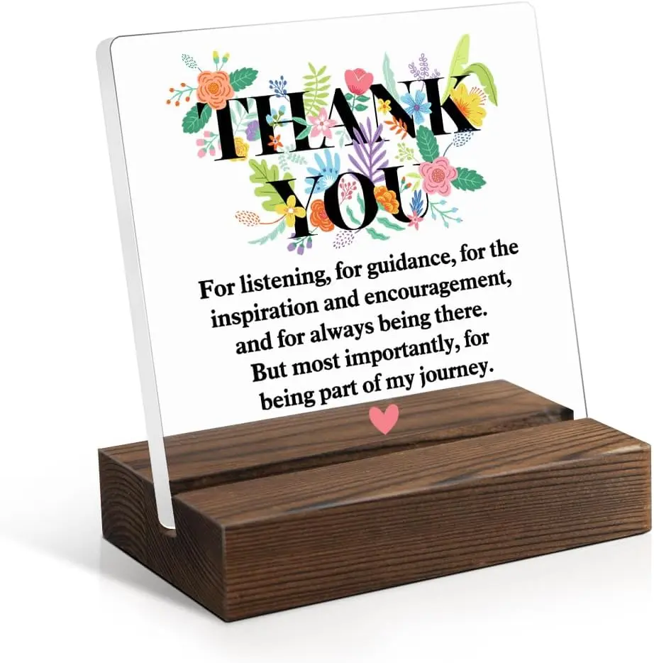 Thank You Acrylic Sign with Wooden Stand, Funny Appreciation Gift for Men Women, Thank You Gift for Boss Mentor Leader, Employee Appreciation Gift, Thanksgiving Gift for Colleague Coworker B