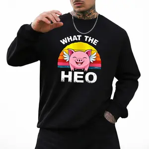 Breathable Retro Style Sweatshirt with Vietnamese Pig Pun – Unisex Long Sleeve Comfort