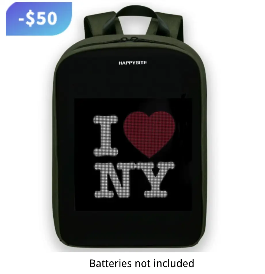 Happysite LED Backpack（Batteries not included） Prince Series with Programmable & Full Color Screen, Birthday Gift, Motorcycle Backpack, Waterproof Shoulder Travel Backpack, Laptop Backpack