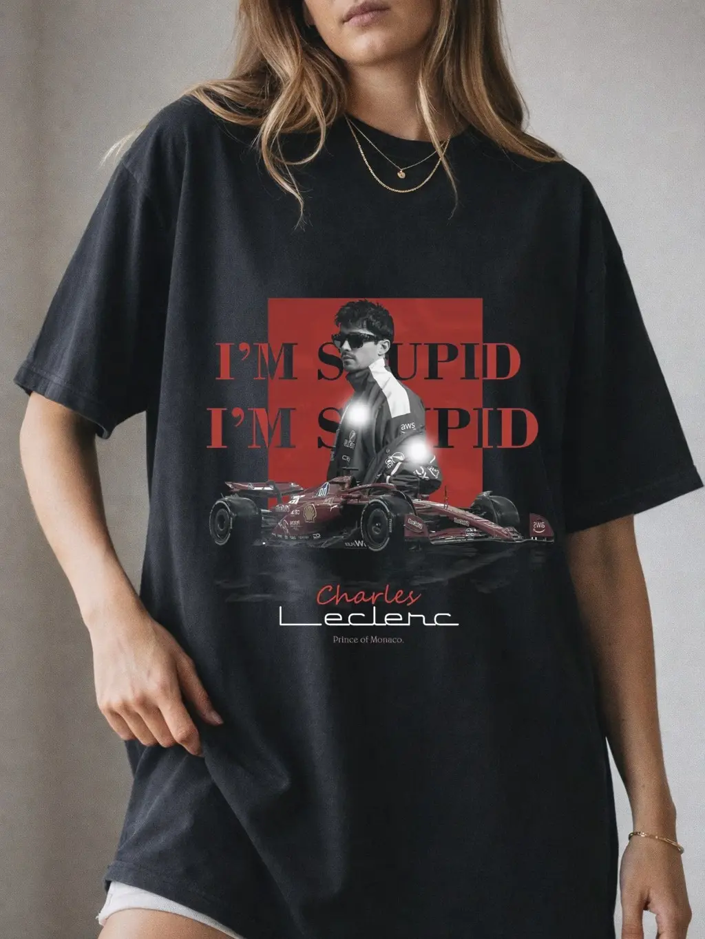 Charles Leclerc Graphic T-Shirt Full Logo, Racing Driver Print Tee, Speed Car Shirt, Formula Style Streetwear Tee