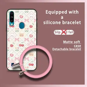 Solid Color Cute Phone Case For ZTE Blade A7 2020 With FingerPrint Youth Back Cover Waterproof Ring Funny Creative Bracelet Anti-knock heat dissipation Cartoon Dirt-resistant
