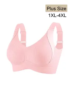 Women's Plus Size Seamless Underwire Bra, Lift & Support, Full Back Coverage, Light Thin Lining, Casual Daily Wear, Fitness Yoga Workout