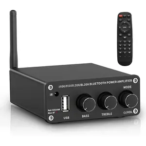BL20A 200W  5.0   Stereo Amplifier Hi-Fi Mini Class D Integrated Amp with U-Disk/3.5MM AUX/RCA Input and Remote Control for  Passive Theater Speaker with Power