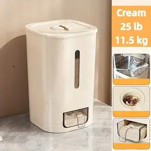Press-Type Grain Storage Container, Moisture & Insect Proof Rice Bucket for Rice, Flour, Grains & Pet Food, Household Kitchen Storage Bin