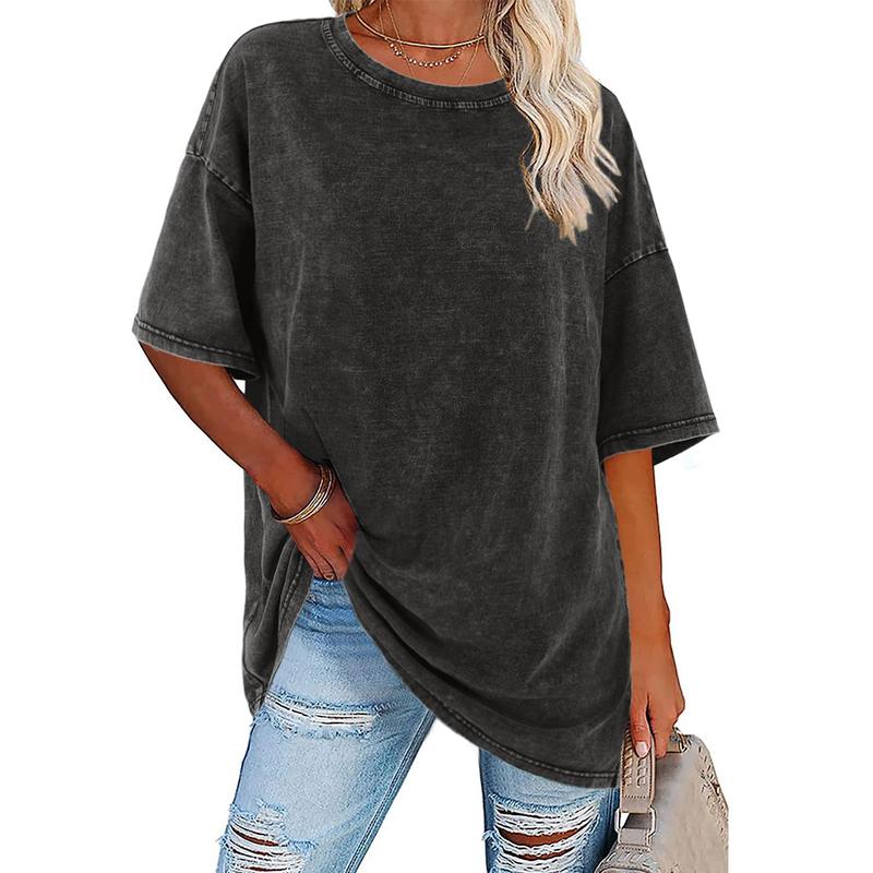 Digitex Women's Oversized T Shirts Acid Washed Heavy Cotton Vintage Unisex Tees Loose Fit Short Sleeve Casual Streetwear Baggy Basic Tops  Crewneck