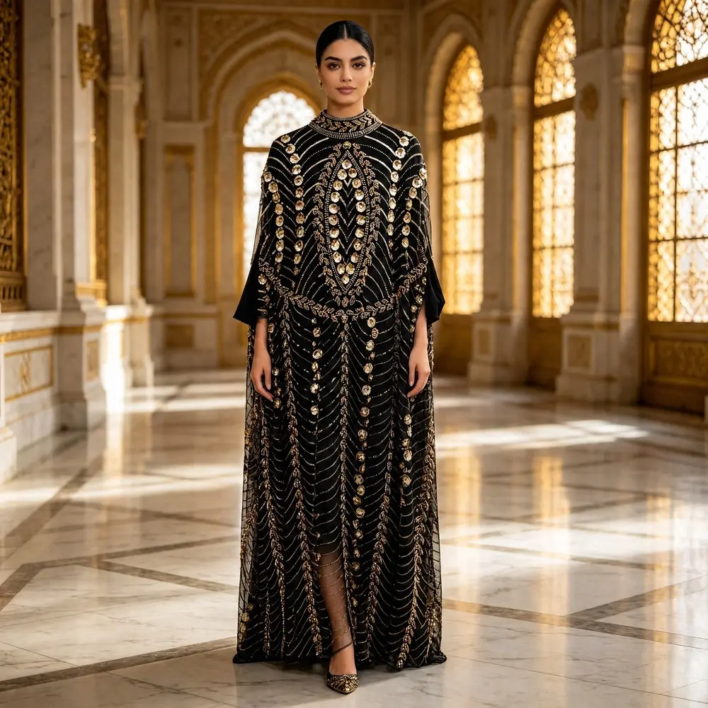 Luxury Burgundy Rhinestone Beaded Abaya | Elegant Embellished Maxi Dress for Eid & Weddings