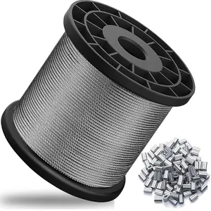 /" Wire Rope,FT Stainless Steel Cable with Pcs Crimping Sleeves,x lbs Breaking Strenh for Garden Wire,Aircraft Cable