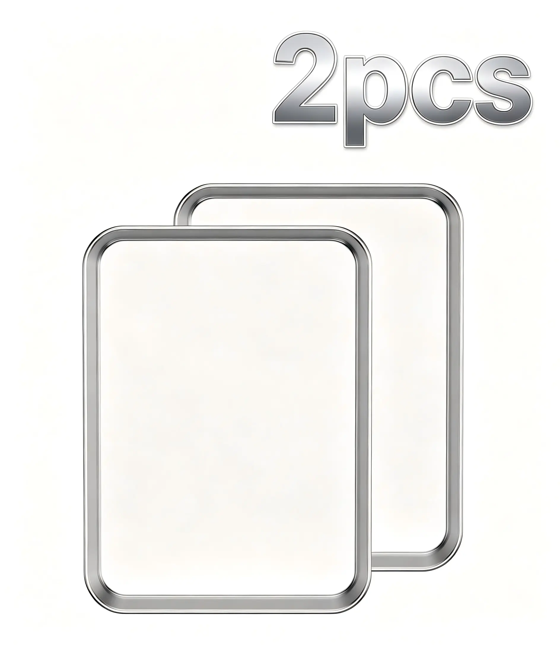 2PCS Food Grade 304 Stainless Steel Baking Trays, 12.4 x 9.6 x 0.8 Inch Rectangle Rustproof Mirror Finish Cookie Sheets, Sturdy Easy Clean Dishwasher Safe Oven Bakeware Set