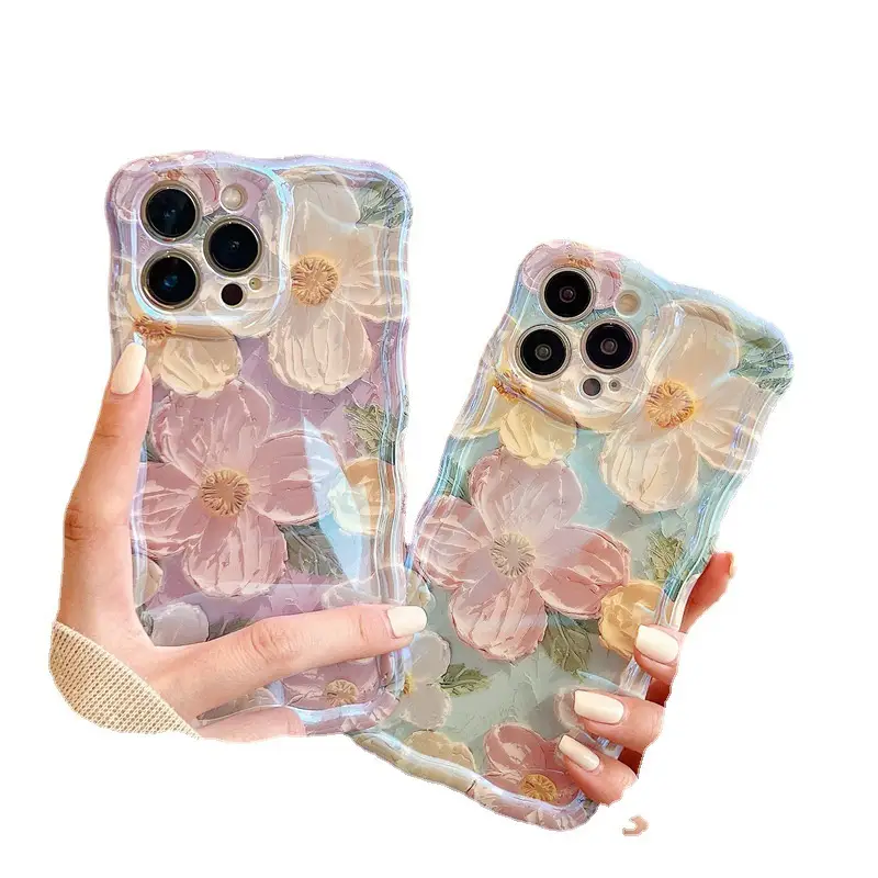 iPhone Case for Girls - Colorful Retro Printed Flower Design - Protective TPU Case for Series 11, 12, 13, 14, 15, 15 Plus - Not 3D Smartphone Protecti