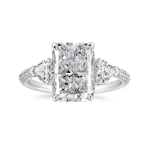 Maxine Luxurious 5.0ct Radiant Cut & Heart Cut Three Stone Engagement Ring,5A Cubic Zirconia Women's Ring Jewelry,Promise Ring for Daily,Travel,Proposal,Wedding,Birthday,Anniversary