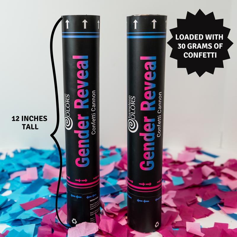 Gender Reveal Confetti Cannons | 2 Pink & 2 Blue Baby Reveal Cannons