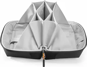 Inateck Electronics Organizer Travel Case, 180° Open Water-resistant Tech Pouch, Multifunctional Travel Organizer Bag, Electronic Accessories Carry Case for Cable, Cord, Charger, Phone, Black, Large