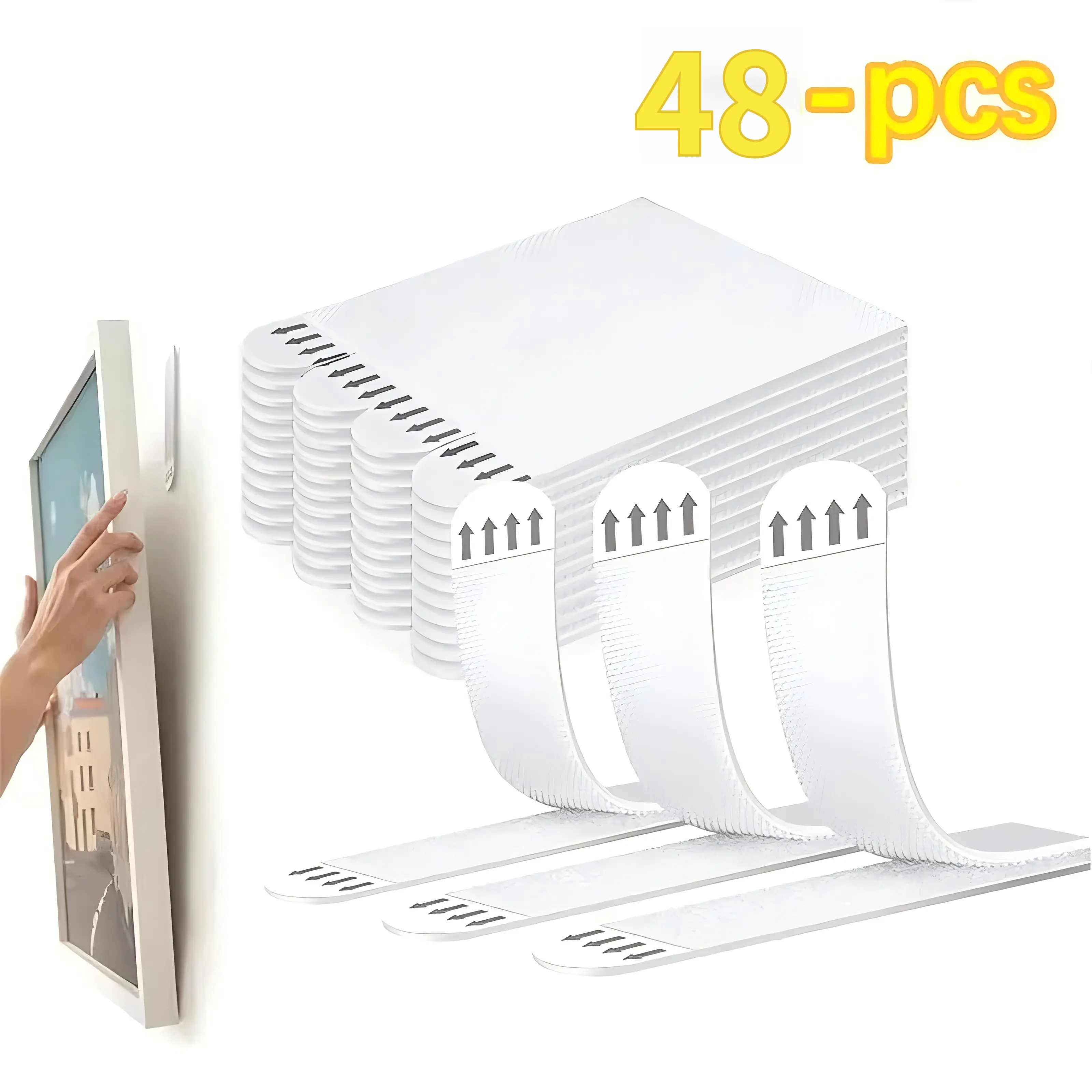 Damage-Free Picture Hanging Strips, 48 Pack - Heavy Duty Self Adhesive Mounting Tape, Removable & Renter-Friendly