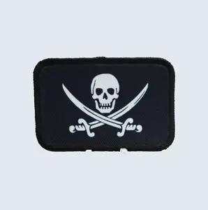 Calico Jack jolly roger  pirate flag pirate 2"x3" removable morale patch with hook and loop for hat