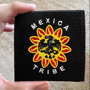 Patch of Cuitlahuac Mexica Tribe Flag, Aztec Battle Banner, Pantli, Bandera, The Defeat of Hernan Cortez  This patch is 3.5” x 3.5”.