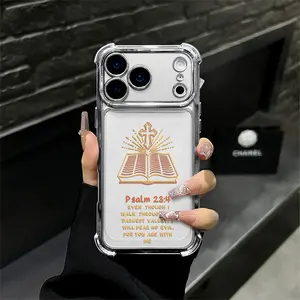 Bible Psalm 23:4 Cross Book iPhone Phone Case for iPhone 17 Pro Max 16 15 Plus 14 13 12 Series Full Camera Lens Protection Shockproof Drop Resistant Durable Bible Verse Christian Phone Case Suitable for All People All Religions All Faiths