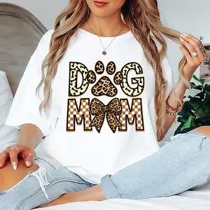 Cute Dog Mom Shirt, Paw & Bow Graphic Tee, Mother's Day Gift