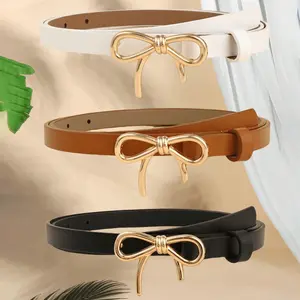 Elegant Bowknot Casual Bohemian Vintage PU Leather Belt Set, 6/3 Pieces, Perfect for Summer, School, Fall Occasions
