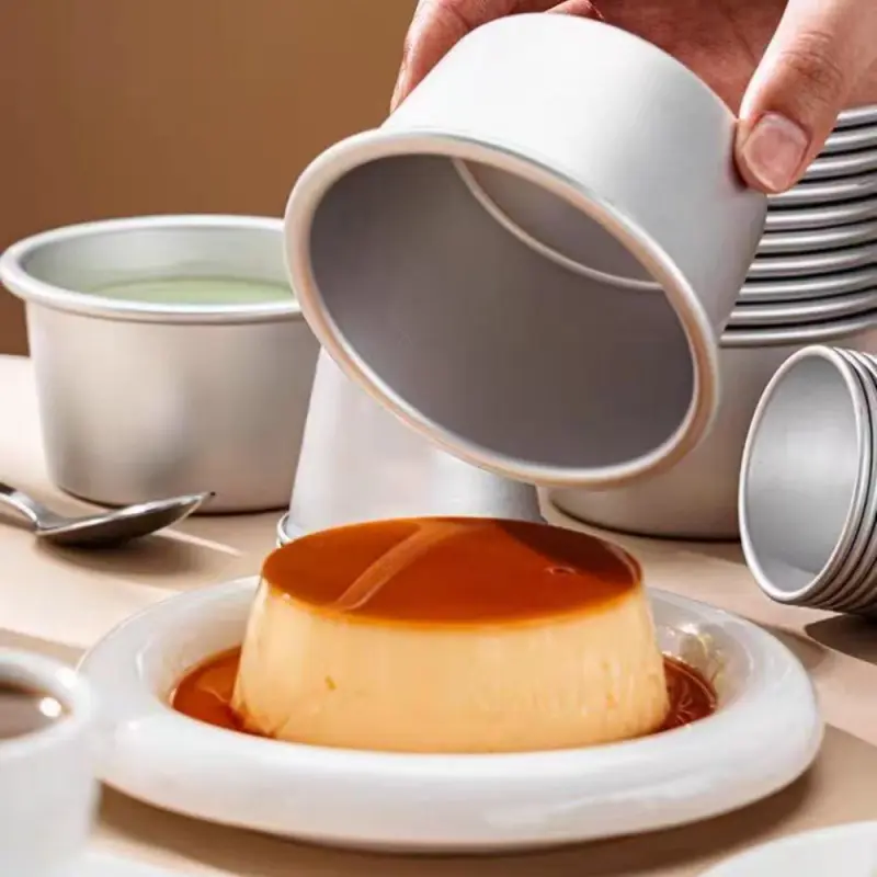 8 Pcs Non Stick Mini Cake Molds Aluminum Round Egg Tart Pudding Molds for Kids Easter Baking Tools