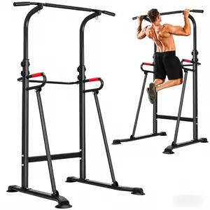 330-pound heavy-duty strength training tower|   Anti-rollover H-shaped base + anti-slip pad|   Home-use pull-up fitness station, adjustable to 12 different heights