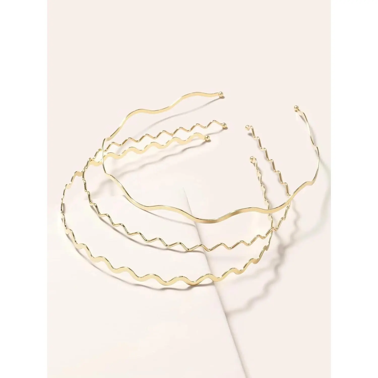 Metal Headbands for Women, Elastic Hair Bands Stylish Thin  Metal  Bands, Trendy Hair Accessories Cute Wavy Headband for Women Teens, 3Packs
