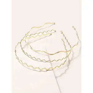 Metal Headbands for Women, Elastic Hair Bands Stylish Thin  Metal  Bands, Trendy Hair Accessories Cute Wavy Headband for Women Teens, 3Packs