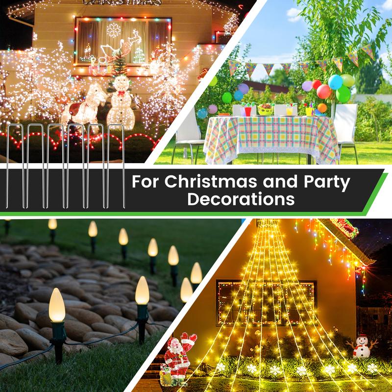 WOEDEN 6" Galvanized Landscape Staples 10 Gauge U-Shaped Garden Stakes for Weed Barrier Durable Growing Tray Drip Irrigation & Holiday Decorations 120/200 Pcs