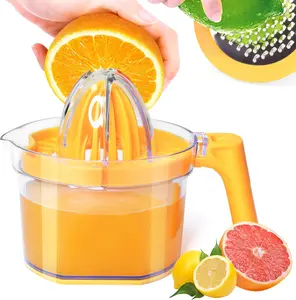 ChefVille Lemon Squeezer 4-in-1 Hand Juicer - 16.9oz Capacity, Detachable Handle, Dual-Size Heads, Food-Grade Safe Material, Multifunctional Citrus Press for Lemons & Oranges