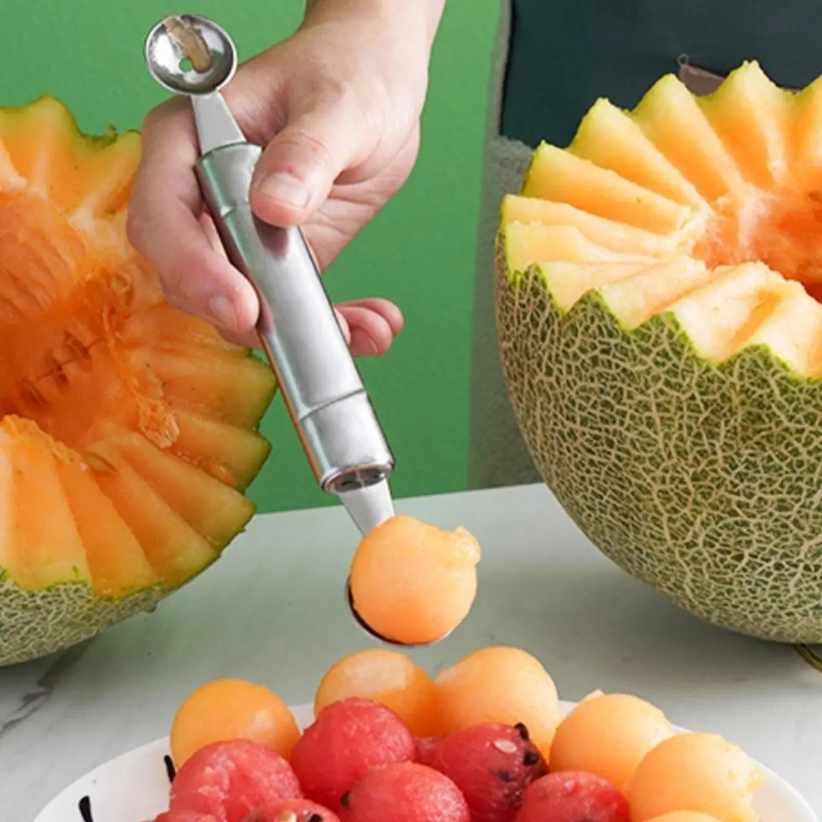 1 Piece Watermelon Baller, Stainless Steel Manual Watermelon Scoop, Durable Fruit Tool For Home Kitchen, Kitchen Gadget, Vegetable Fruit Utensils