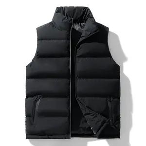 Men's Vest Cardigan Zipper Sleeveless Thickened Jacket Casual Slim Fit Woven Beige Black Plain Tropical Menswear Tops Street Style