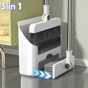 3-in-1 Broom and Duster Set with Adjustable Handle for Efficient Cleaning