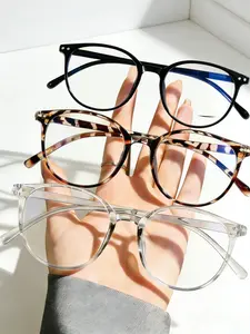 3 Pairs Anti-blue Light Round Frame Flat Eyeglasses, Transparent Simple Casual Style, Clear Leses, Fashion Eyewear for Men & Women, Ideal for Outdoor Activities, Travel，Daily Uses, Fashion Frames Accessories