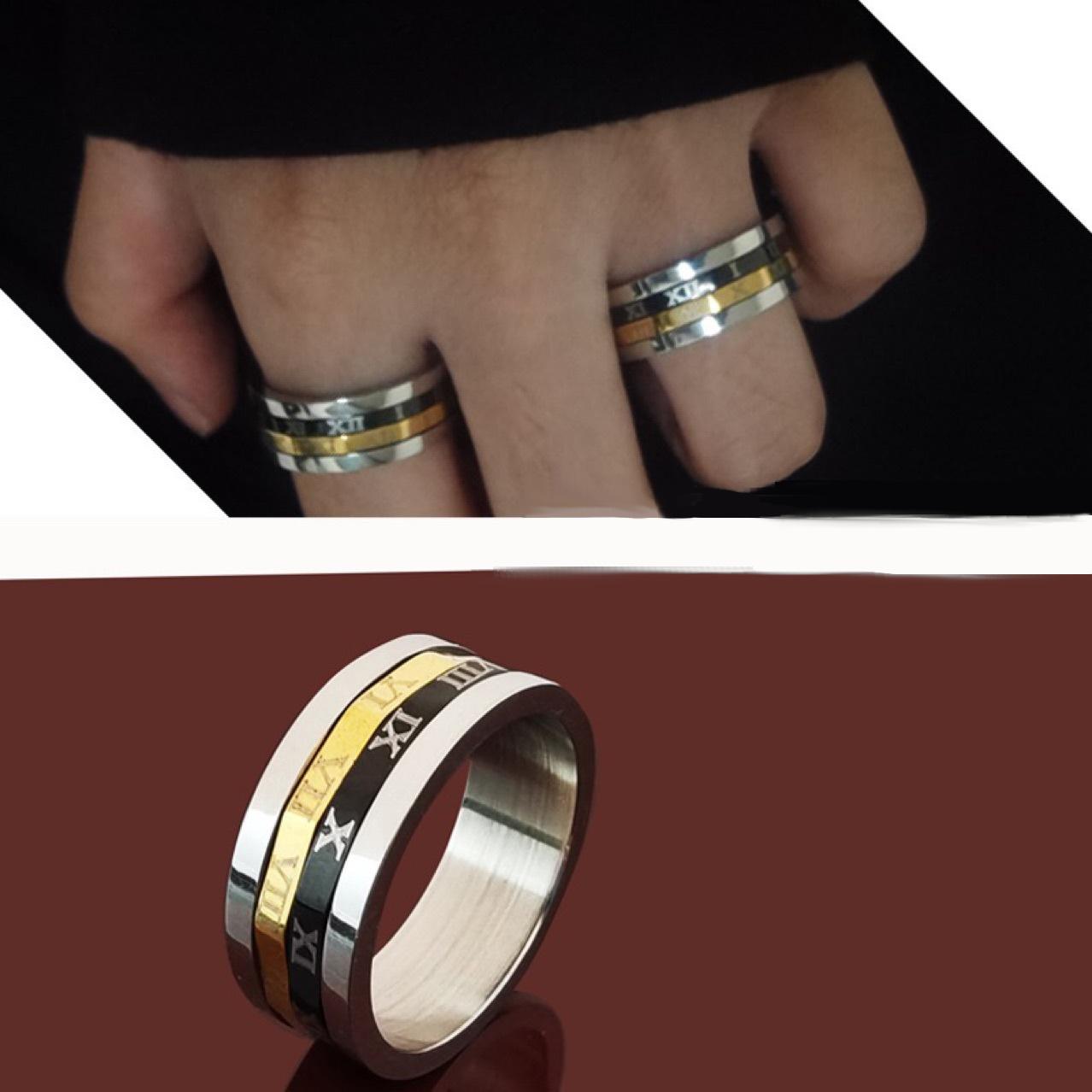 Rotating Roman Numeral Ring — Titanium Steel Unisex Band with Spinning Roman Numerals, Vacuum Electroplated Fade‑Resistant Finish, Adjustable Comfortable Fit, Minimalist Fashion & Niche Trend, Hypoallergenic Everyday Wear, Couple/Anniversary Gift