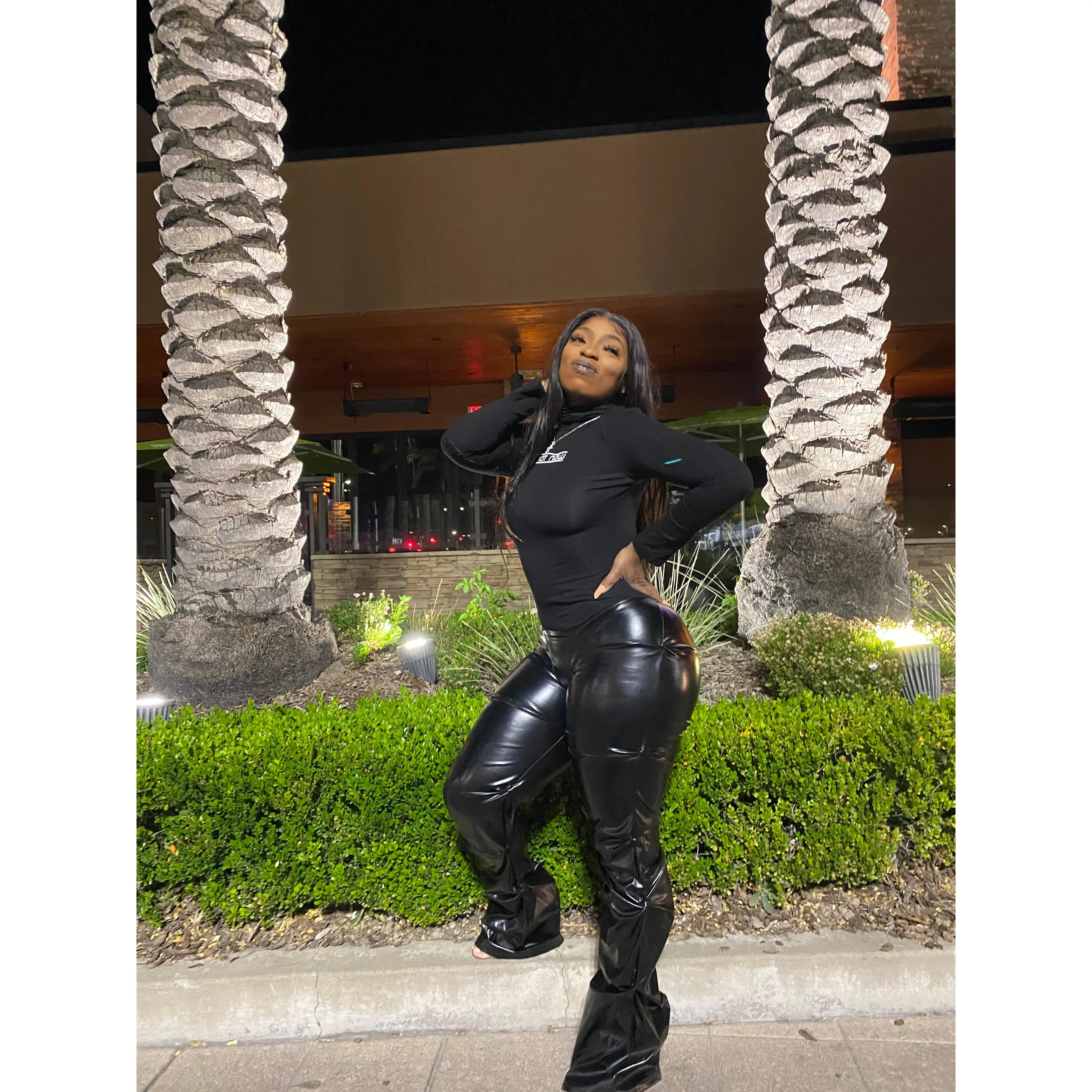 Leather Painted Flair Pants Leather Painted Flair Pants
