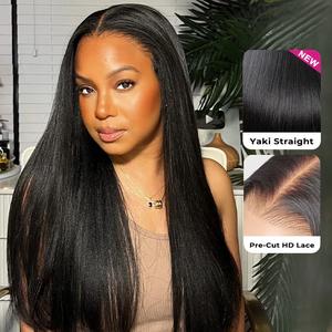 ISEE M-Cap Wear Go Glueless Frontal Wig, 9x6 HD Lace Kinky Straight Wig, Pre-Bleached Tiny Knots Yaki Texture, Ideal for Girlfriend/Vacation, #Summervibes#ISEECrochetNewArrivals