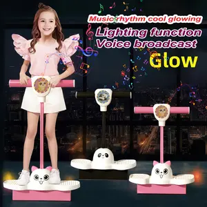 Bounce Board Jump Ball Sports Toy Bouncy Ball Adult Bouncing Equipment Balance Glowing Jumping Ball with Music Lights Counting Functions Perfect Holiday Gift