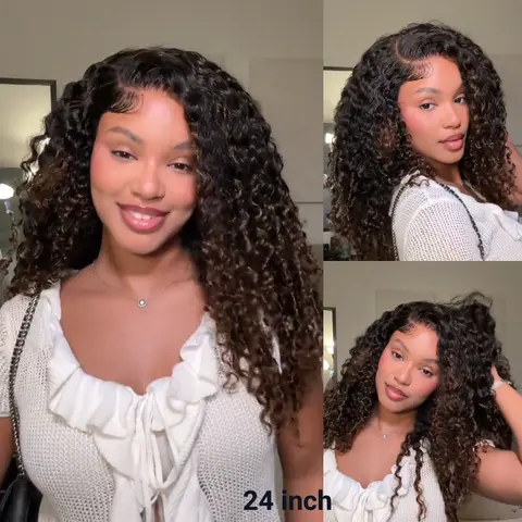 Nadula Chestnut Brown Ombre Burmese Curly Wig 7x5 Glueless Wigs Snug Fit Put On and Go Wig Elastic Drawstring with Finger Coils Ends SoHoChic TikTokShopBackToSchool