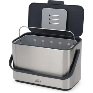 Collect 1.06 gallon Stainless Steel Food Compost Bin with Handle, Removable Inner Bucket and Bin Liners Storage, Includes Odor Filter and 3x Bin Liners