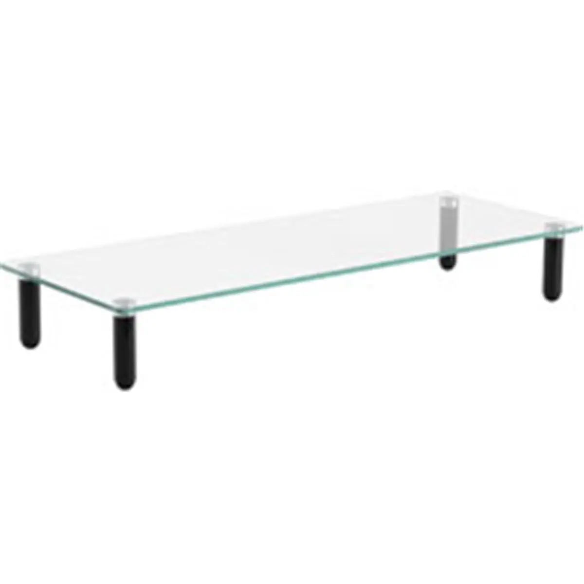 212 MAIN 4-Leg Single Shelf Glass Monitor Stand, Black, 3x22x8.3 in, Glass Material
