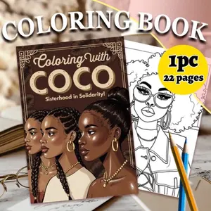 Coloring Book with Coco - 22 Pages, Single-Sided Printing on Thick Paper, Sisterhood in Solidarity, Aesthetic Design