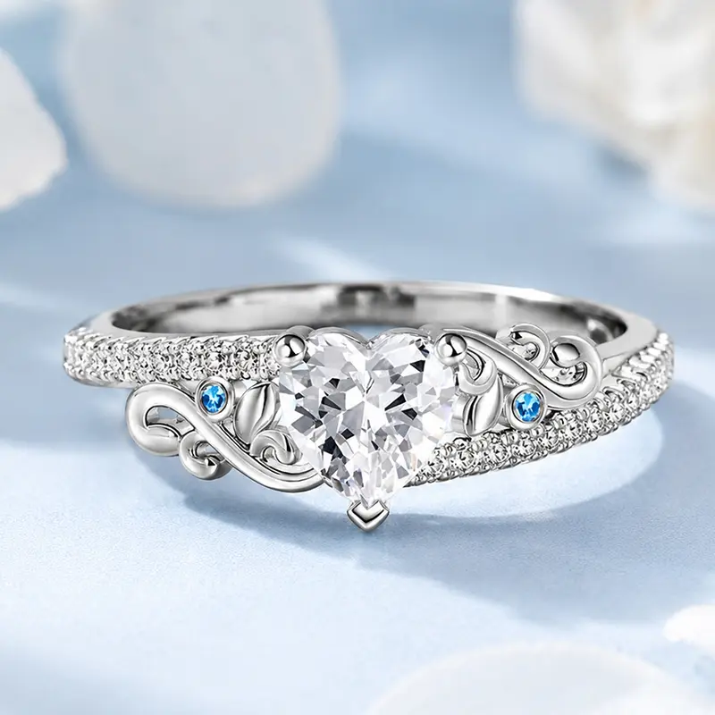 Elegant Women's Copper Ring, sparkling heart rings for women,accessories adults, funky unique accessories ,promise rings for gf, engagement rings, accessories for women,4th of july accessories, Suitable for parties, festivals, gifting, and daily wear