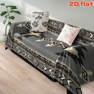 2D flat 1Pc Geometric Tribal Pattern Sofa Cover with Modern Arrow Design - All Season Anti-Slip Couch Protector Native American Style Print Machine Washable Furniture Shield for Living Room Home Office Decor