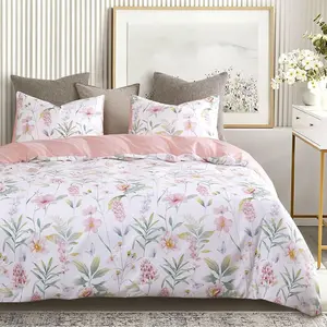 - Floral Comforter Set, Cottagecore Aesthetic Botanical Flower and Tree Leaves, Soft Lightweight Beddg for Women Teen Girls, 3 count, Pk Green,  Size