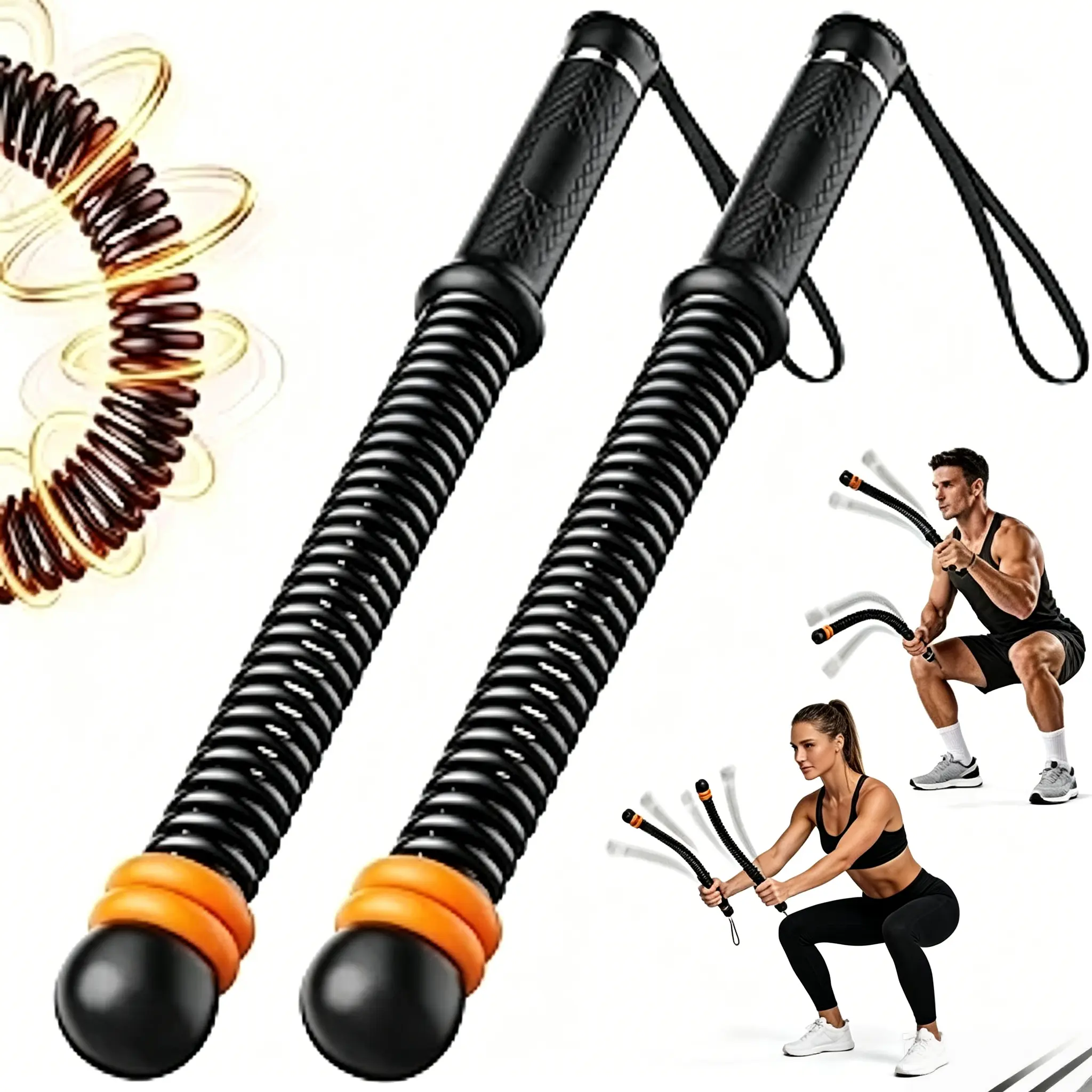 New Upgrade Weighted Cordless Battle Ropes, Quiet Ropeless Training Rope, Portable Fitness Equipment for Home Gym, Indoor & Outdoor Exercise Workout Rope for Men Women
