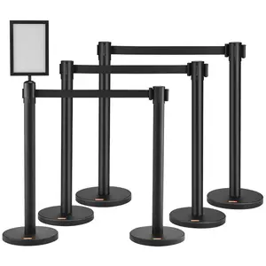 VEVOR Crowd Control Stanchions, 6 - Pack Crowd Control Barriers with 3PCS 6.5FT Retractable Belt, Stanchion Posts Queue Pole for Crowd Control Barriers, Easy AssemblyVEVOR Super Brand Day