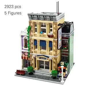 flash card NEW China Building Blocks Street View Series Police Station Headquarters Building Model Desktop Decoration Puzzle Assembly ToyS
