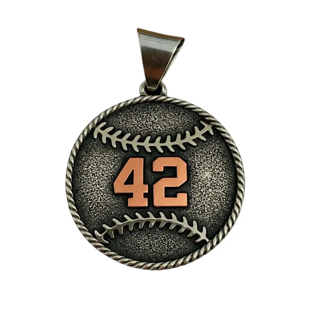 Custom Baseball Jersey Number Necklace – Handmade Engraved Copper Pendant – Perfect Baseball Gift – Free Chain Included (Ships in 21 days)