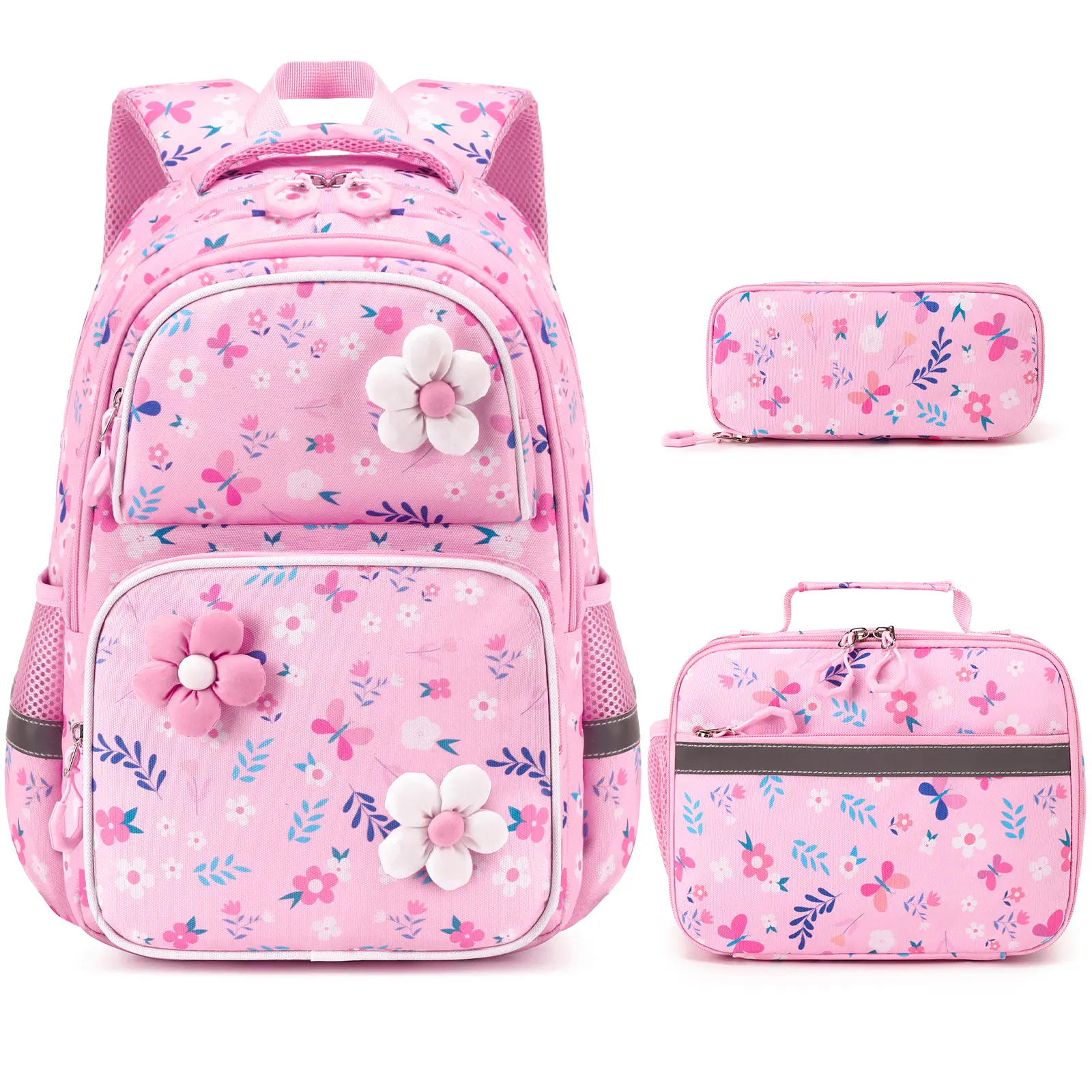 [Auction Only-K10] SIMILOVE Backpack Set - Cute 3D Soft Bow Daycare Backpack with Lunch Box & Pencil Case, Bag for School Needs